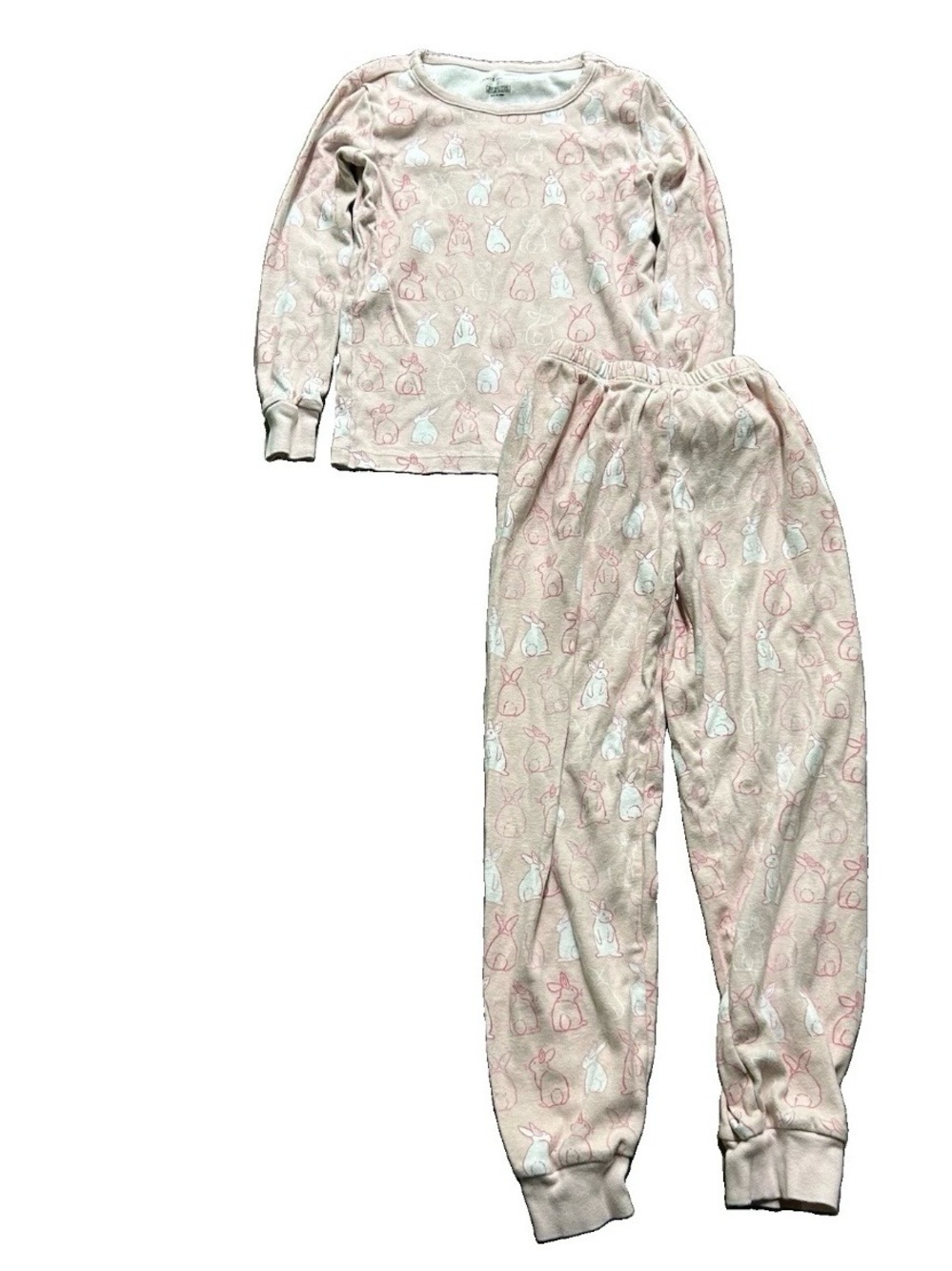 Girls Janie & Jack Pink Pajama Set Bunnies Size 7
